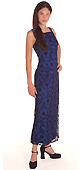 Long Flocked Square Neck Dress